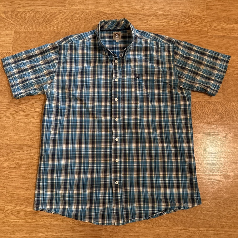 Cinch Short Sleeve‎ Shirt Men's Medium Multicolor Plaid Western Rodeo Cowboy